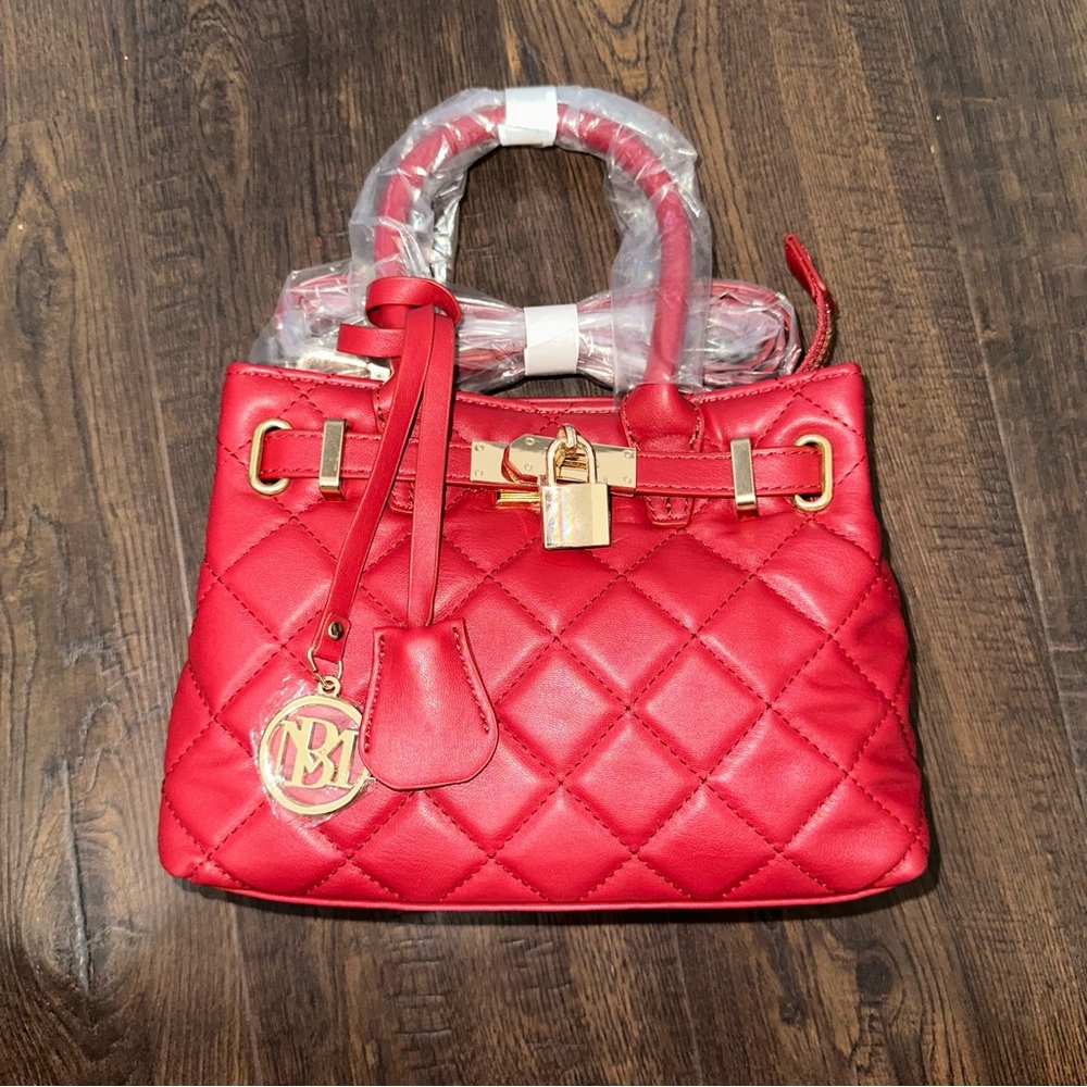 Studio Badgley Mischka BM-4162 Brick Red Quilted Mini Tote Crossbody NWT - Picture 8 of 15